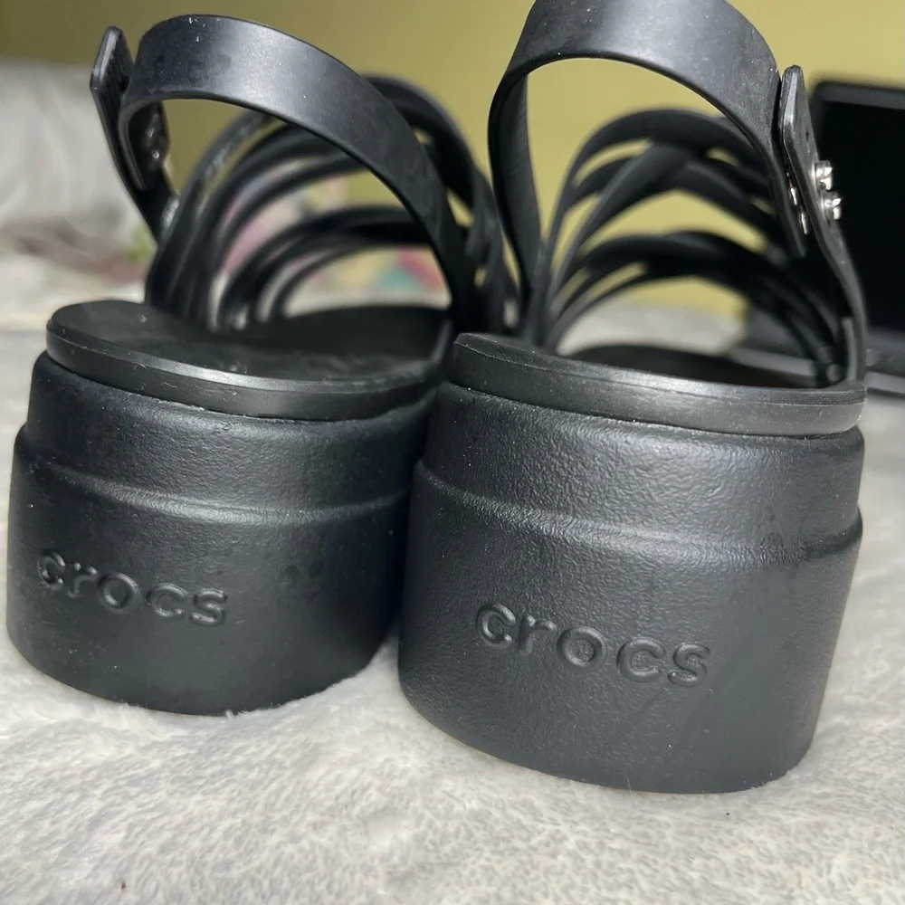 Crocs Lite Ride black Womens Wedge Sandals Sz 8